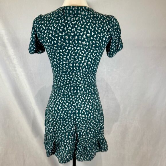 H&M dark green and white ditsy floral button front dress size 2 - Picture 4 of 8